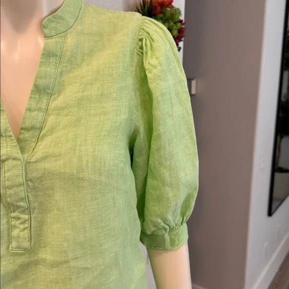 Lilly Pulitzer Light Green Mialeigh Linen Top - Jade Lime X - Picture 4 of 10